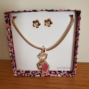 Guess Charm Necklace And Earring Set